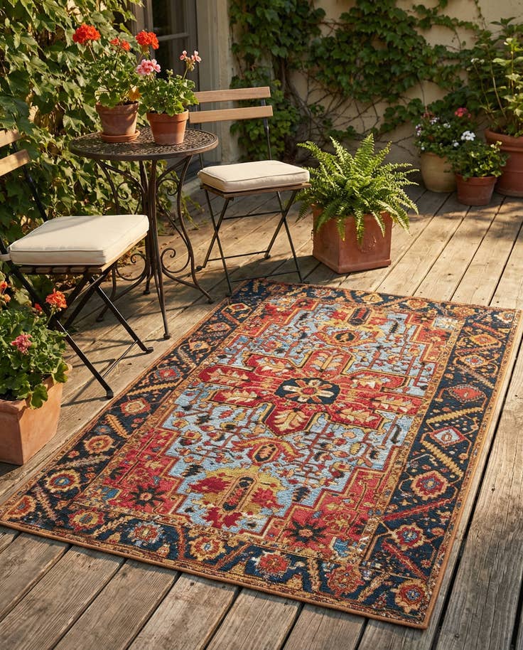 Detail image of 3' 3 x 5' 3 Easy-Clean Traditional Indoor / Outdoor Rug