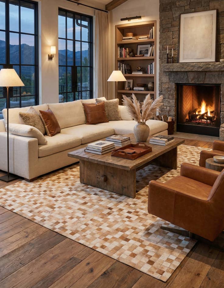 Detail image of 7' 11 x 9' 10 Cowhide Stocks Rug