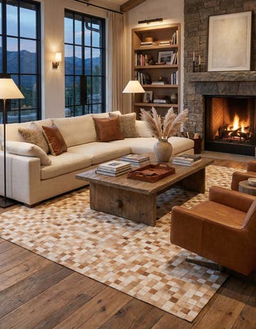 7' 11 x 9' 10 Cowhide Stocks Rug