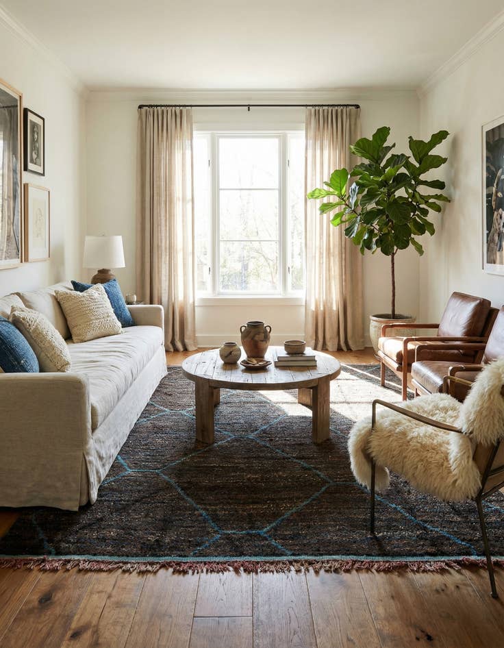 Detail image of 8' x 10'  Hand Knotted Moroccan Wool Rug