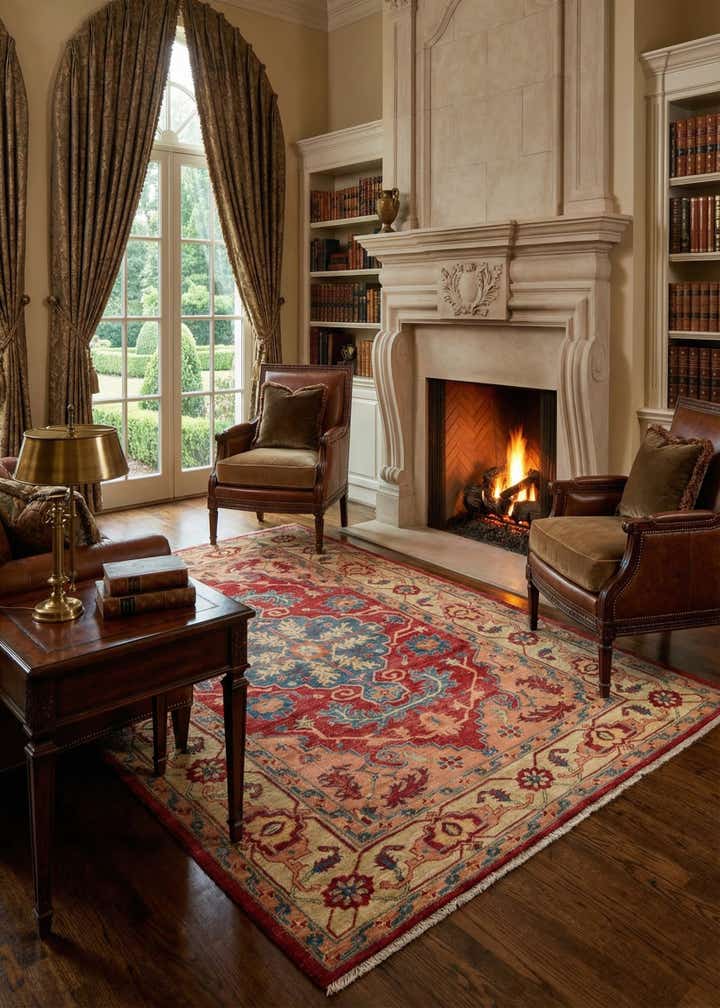 5' 8 x 8' 3 Hand Knotted Ziegler Wool Rug