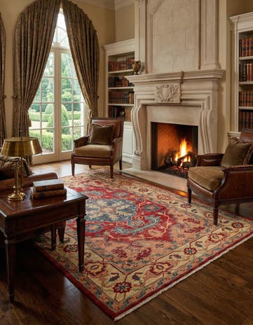 5' 8 x 8' 3 Hand Knotted Ziegler Wool Rug