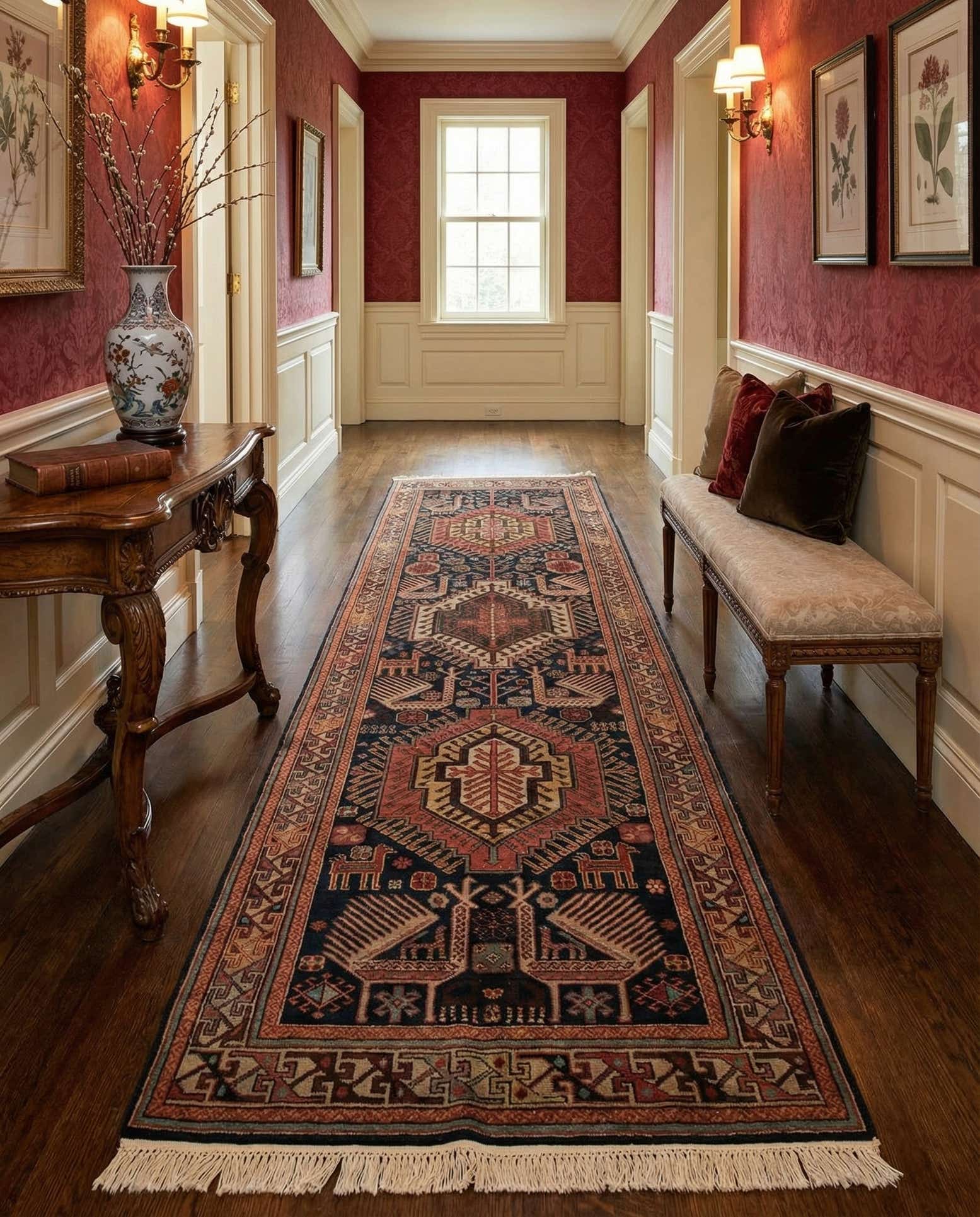 3' 8 x 11' 6 Moghul Schirwan Akast Runner Rug