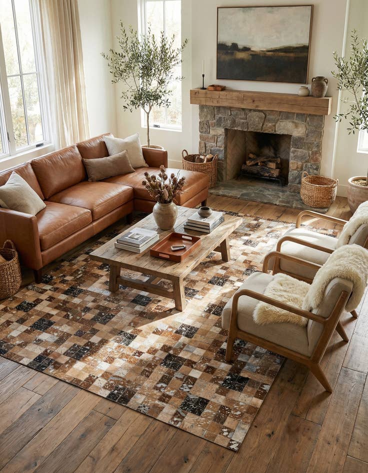 Detail image of 5' 2 x 7' 6 Cowhide Stocks Rug