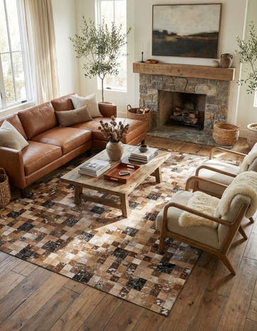 5' 2 x 7' 6 Cowhide Stocks Rug