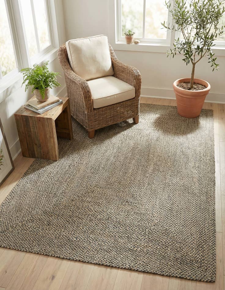Detail image of 7' 10 x 10' Handmade Tweed Braided Jute Rug