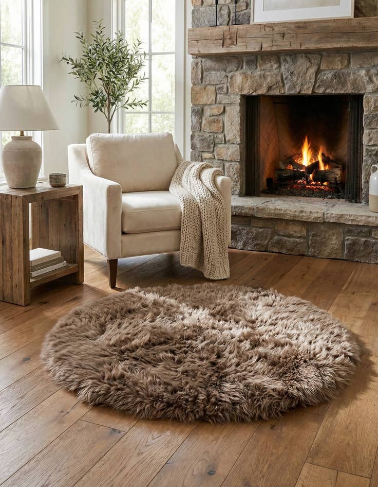 Detail image of 3' x 3' Sheepskin Round Rug