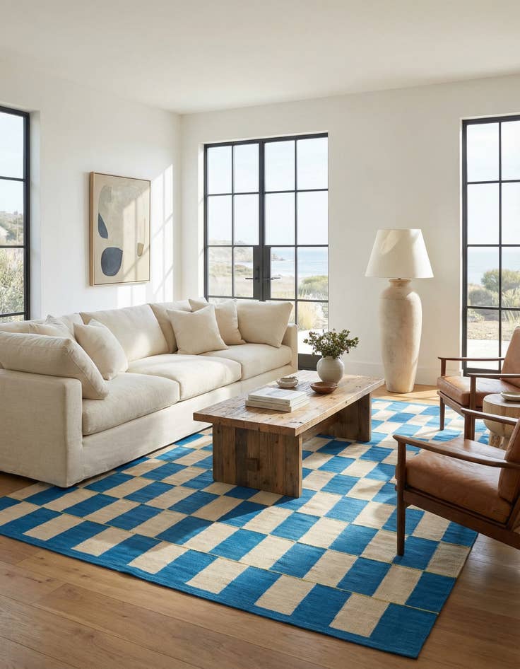 Detail image of 6' 10 x 9' 6 Hand Woven Kilim Modern Wool Rug