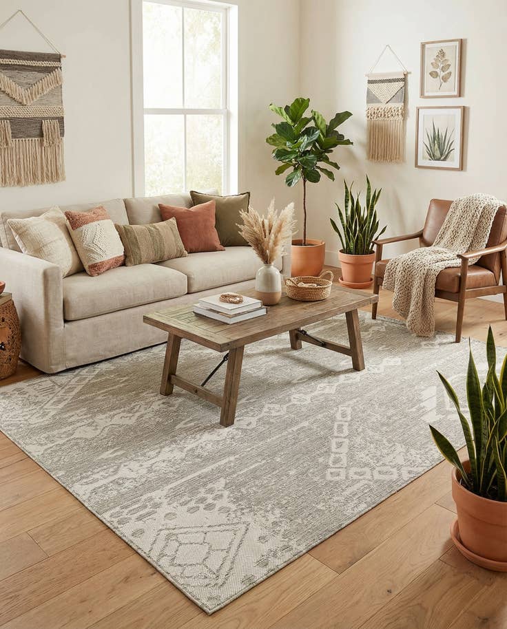 Detail image of 5' 3 x 8' Easy-Clean Bohemian Indoor / Outdoor Rug