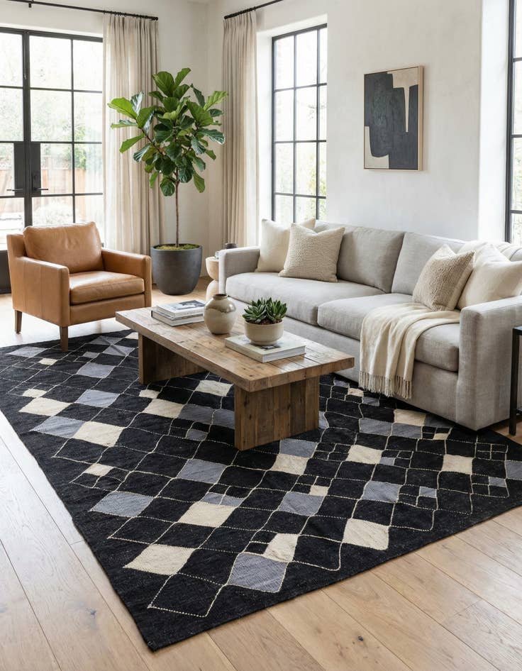 Detail image of 6' x 7' 10  Hand Woven Kilim Modern Wool Rug