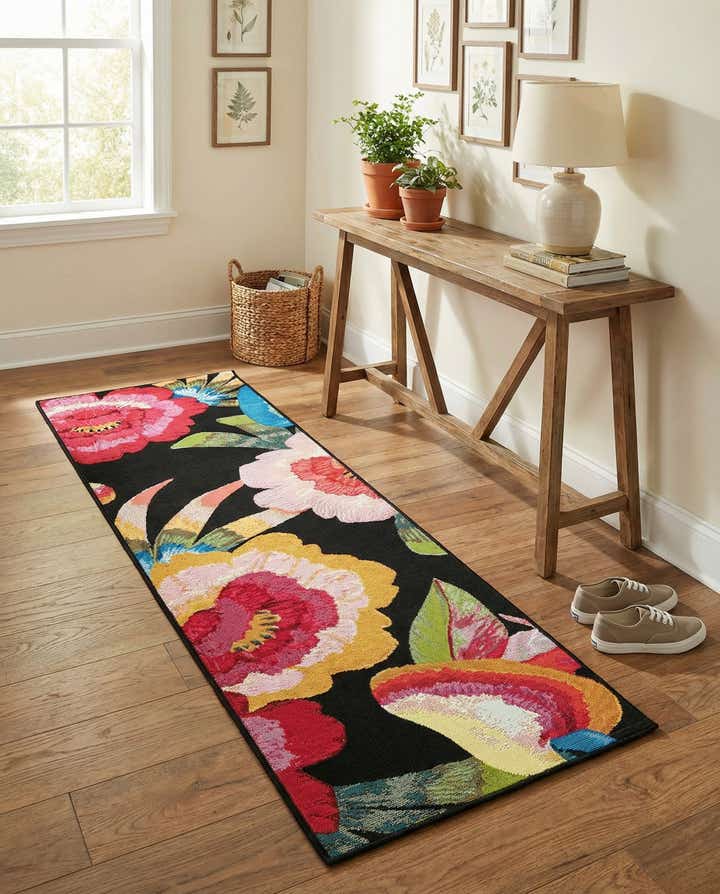 2' x 6' Easy-Clean Botanical Indoor / Outdoor Runner Rug