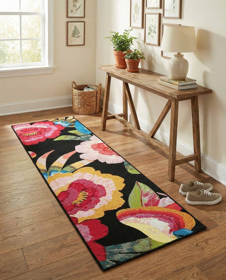 Detail image of 2' x 6' Easy-Clean Botanical Indoor / Outdoor Runner Rug