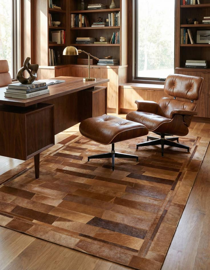 Detail image of 5' x 7' 10 Cowhide Leather Rug