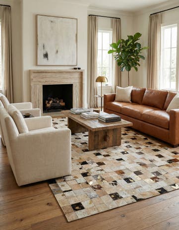 5' 1 x 8' Cowhide - Patchwork Rug