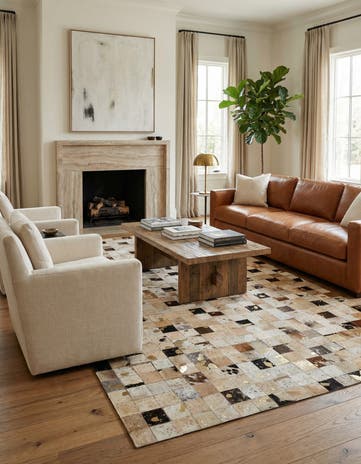 5' 1 x 8' Cowhide - Patchwork Rug