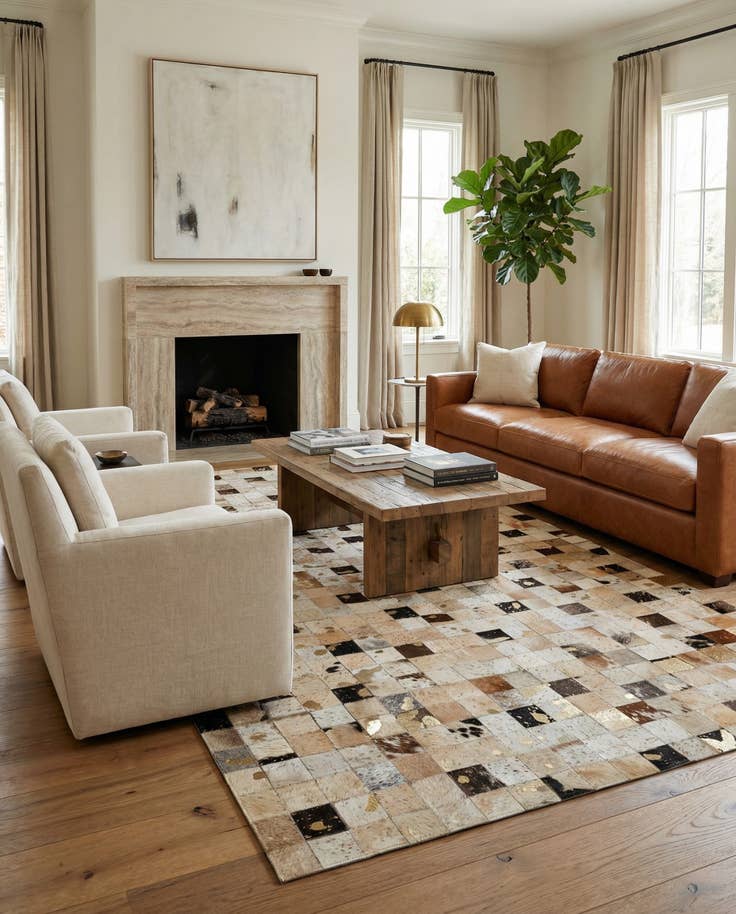 Detail image of 5' 1 x 8' Cowhide - Patchwork Rug