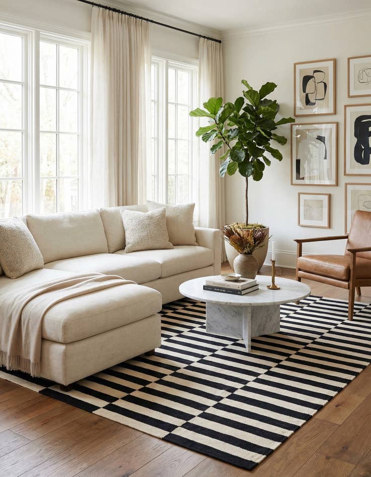 Detail image of 5' 5 x 7' 9  Hand Woven Kilim Modern Wool Rug