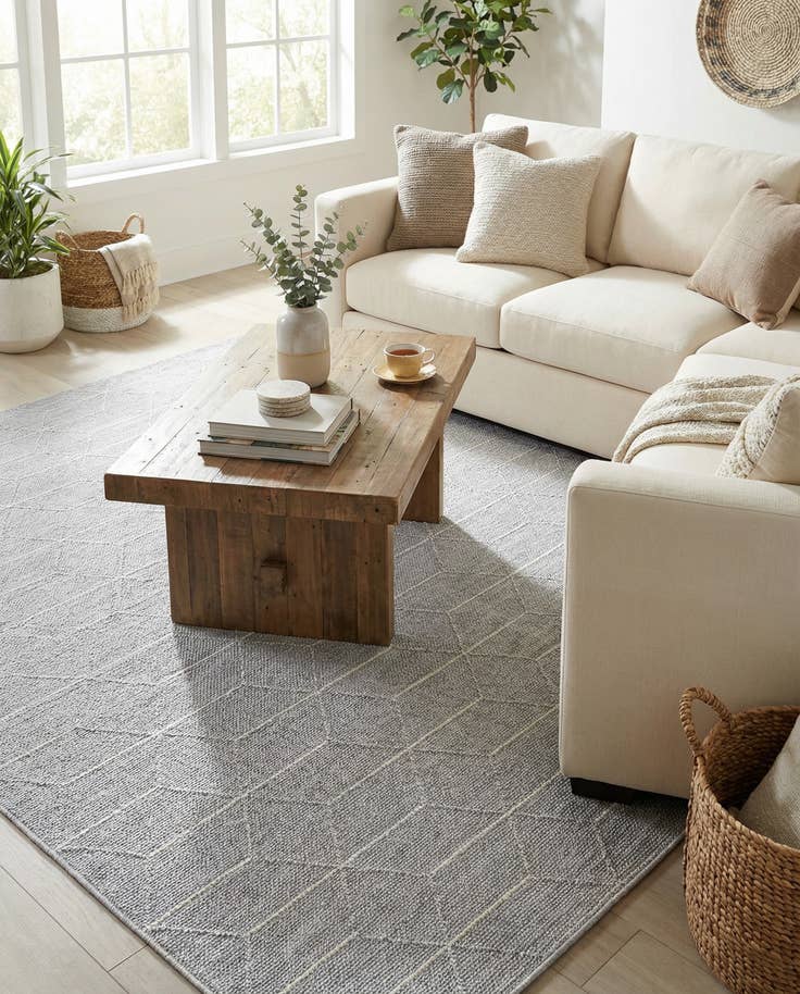 Detail image of 7' 10 x 7' 10 Easy-Clean Lattice Indoor / Outdoor Square Rug