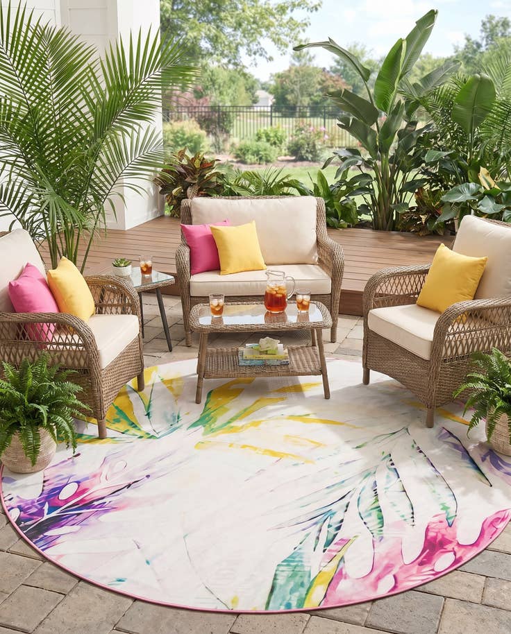 Detail image of 10' x 10' Easy-Clean Jill Zarin Caribbean Indoor / Outdoor Round Rug