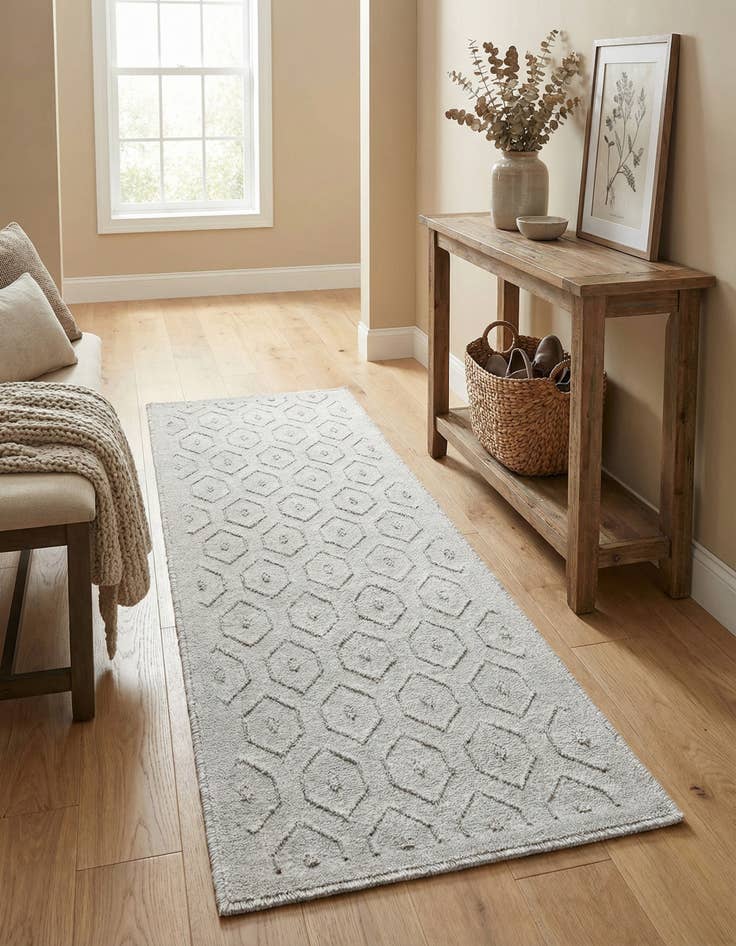 Detail image of 2' x 6' Easy-Clean Trellis Textured Indoor / Outdoor Runner Rug