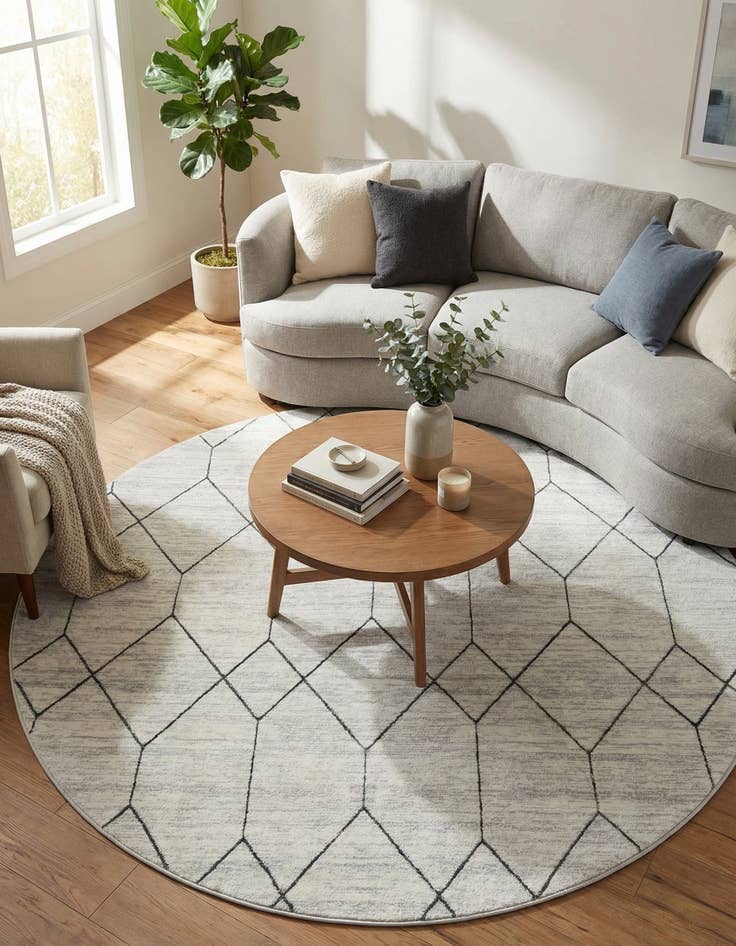 Detail image of 8' x 8' Lattice Trellis Round Rug