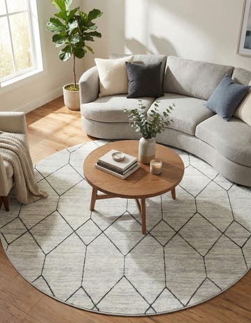8' x 8' Lattice Trellis Round Rug