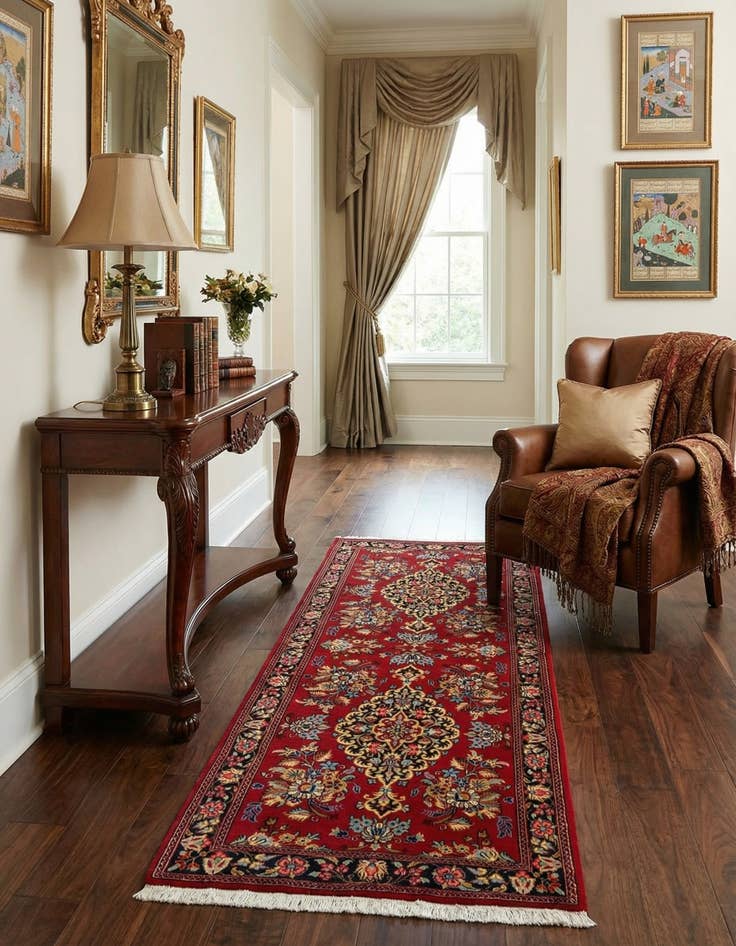 Detail image of  2' 7 x 6' 7  Hand Knotted Qom Persian Runner Rug