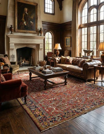 8' 2 x 11' 6 Hand Knotted Heriz Persian Wool Rug