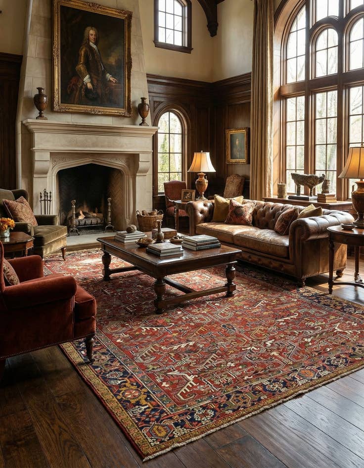 Detail image of 8' 2 x 11' 6  Hand Knotted Heriz Persian Wool Rug