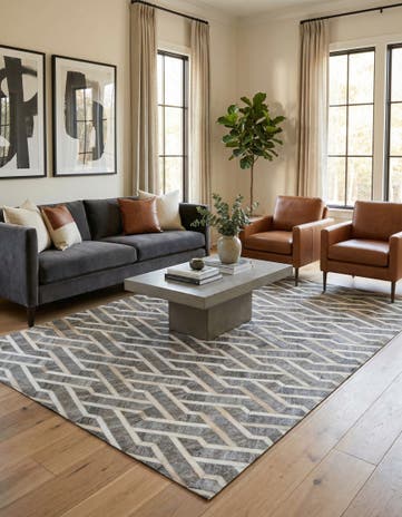 5' 2 x 7' 10 Cowhide Leather Rug