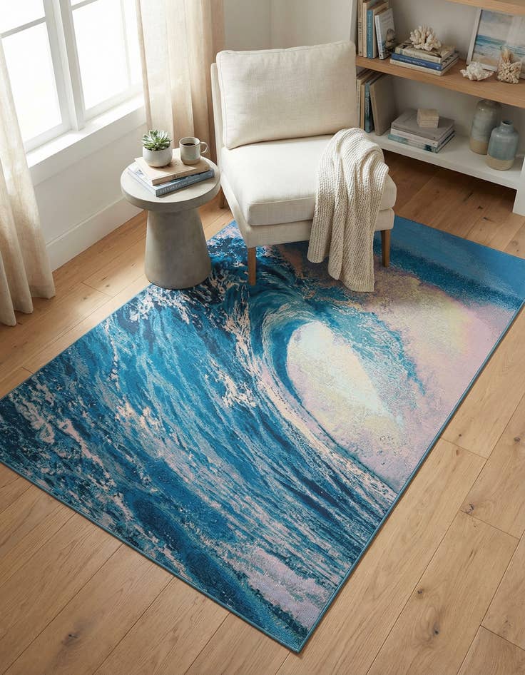 Detail image of 5' 3 x 8'  Washable Modern Indoor / Outdoor Rug