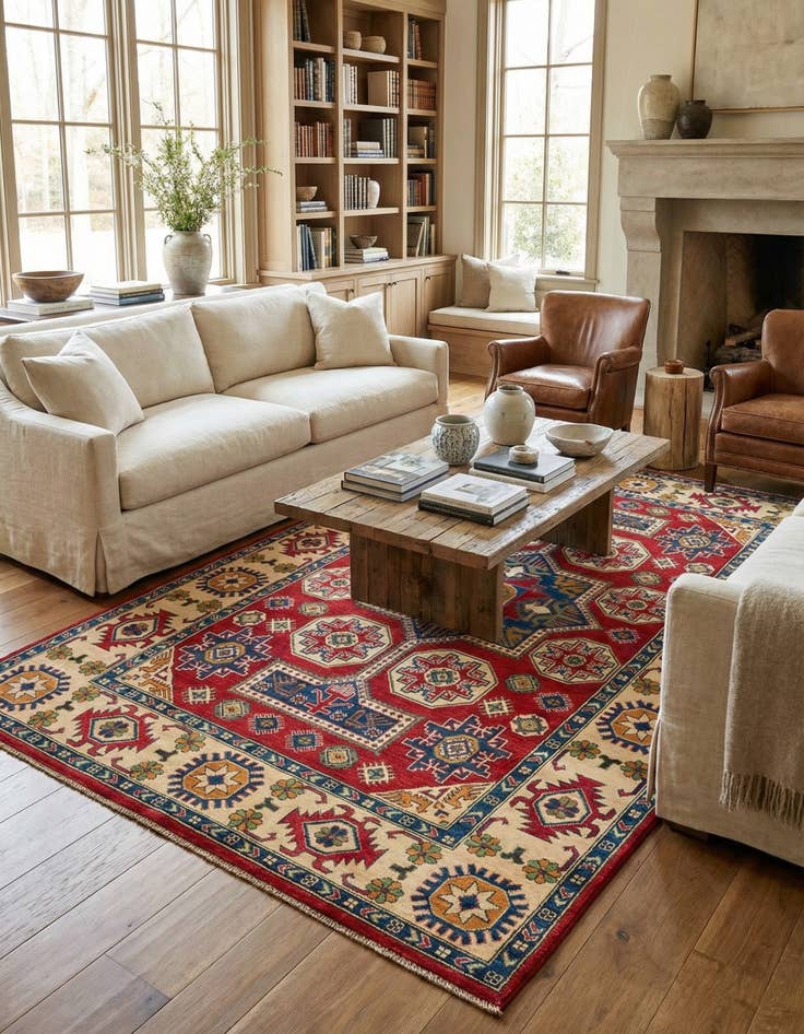 Detail image of  5' 10 x 9' 5  Hand Knotted Kazak Rug