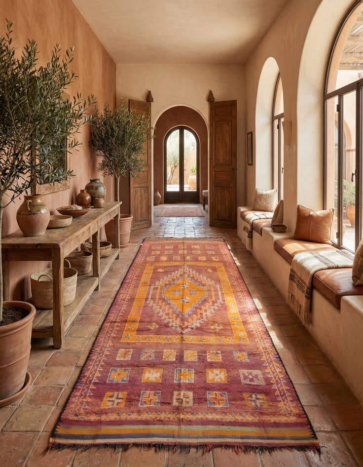 Detail image of  7' x 16'  Hand Knotted Moroccan Wool Runner Rug