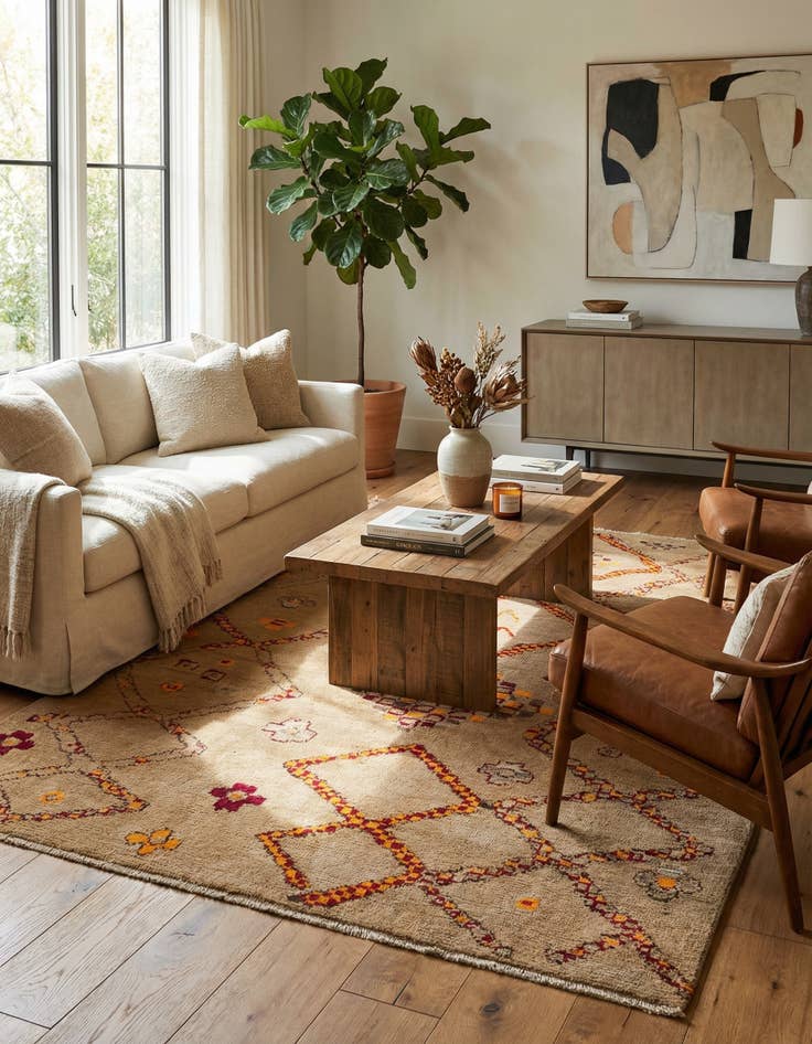 Detail image of 6' 2 x 9' 2  Hand Knotted Darya Wool Rug