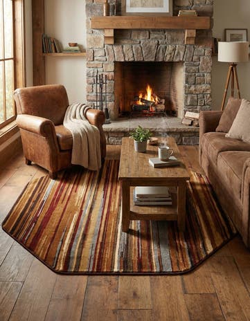 Beige Cafe Octagon Rug