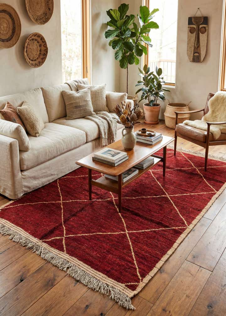 6' 4 x 9' 3 Hand Knotted Moroccan Wool Rug