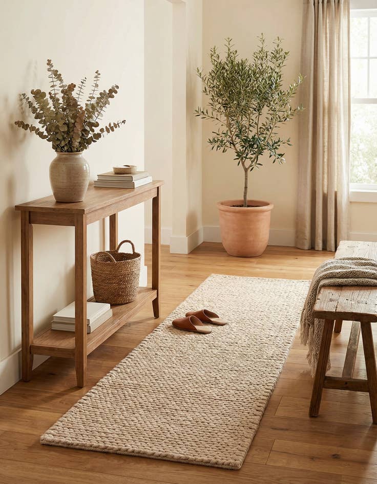 Detail image of 2' x 6' 7  Hand Woven Lana New Zealand Wool Runner Rug