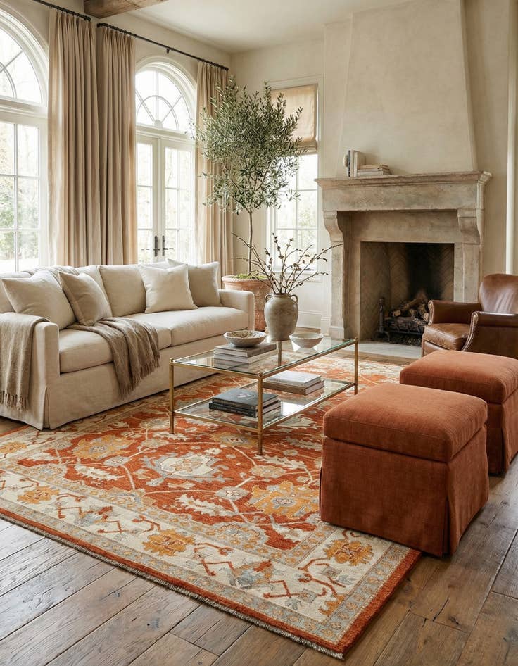 Detail image of  8' 1 x 11' 2  Hand Knotted Oushak Rug