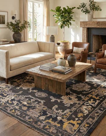 9' x 12' 7 Hand Knotted Oushak Wool Rug