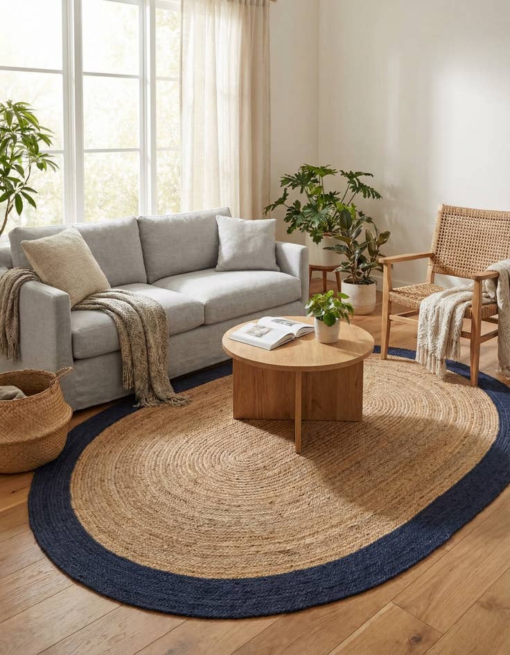 Detail image of 8' x 10'  Hand Braided Jute Oval Rug