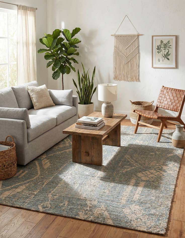 Detail image of 6' 1 x 9'  Hand Woven Chenille Jute Rug