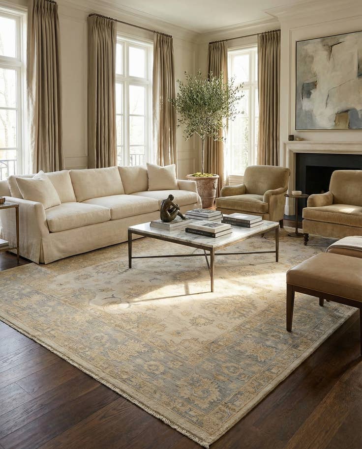 Detail image of 9' 10 x 13' 8 Hand Knotted Oushak Rug
