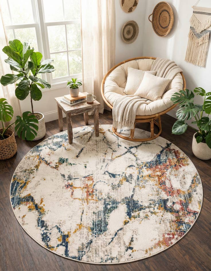 Detail image of 7' 3 x 7' 3 Gemstone Round Rug