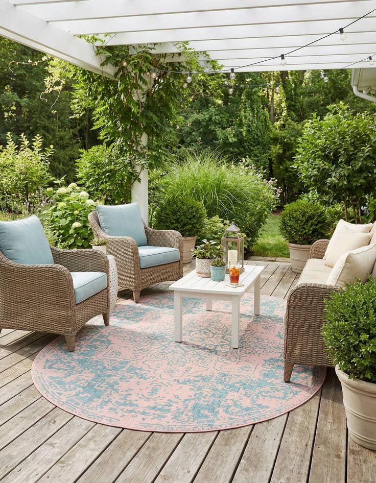 Detail image of 7' 10 x 10'  Washable Jill Zarin Dubai Indoor / Outdoor Oval Rug