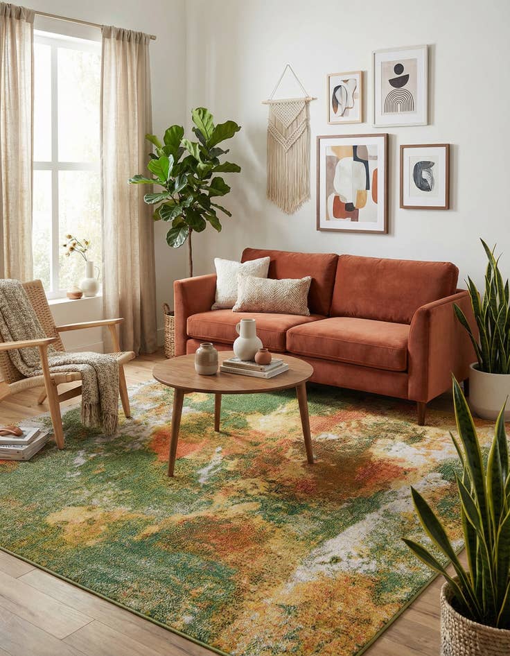 Detail image of 7' 10 x 7' 10  Washable Haerfest Square Rug