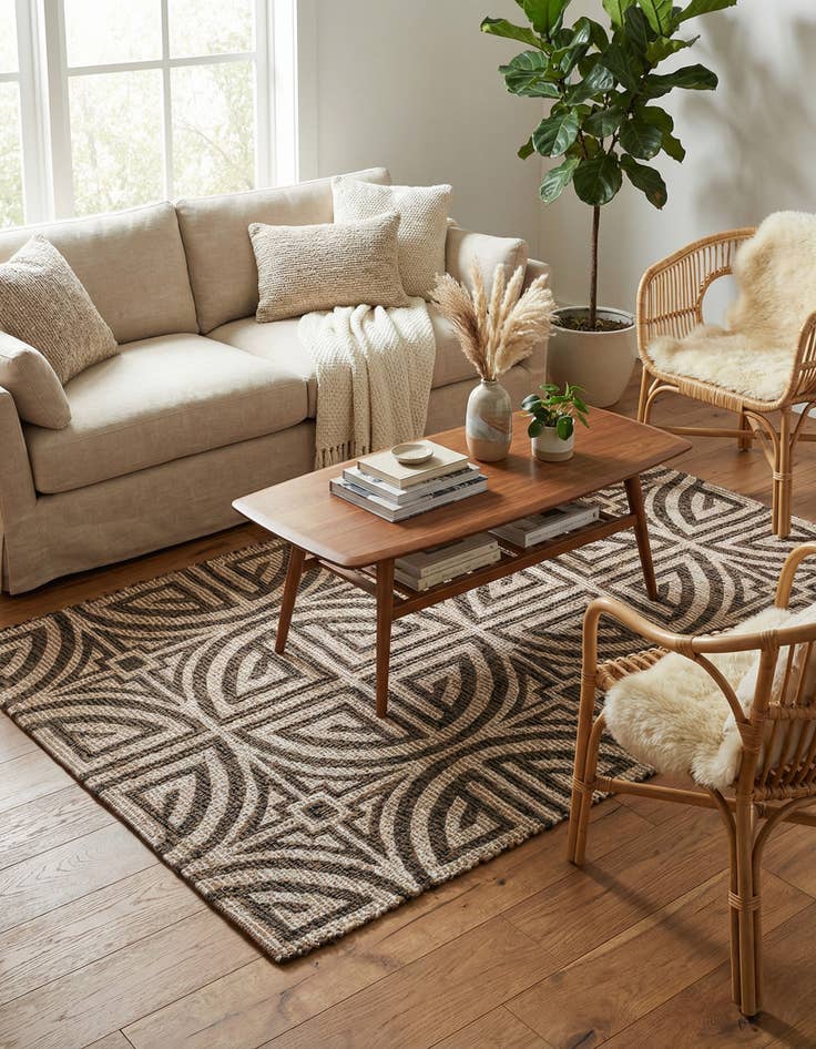 Detail image of  4' 1 x 6' 1  Hand Woven Chenille Jute Rug