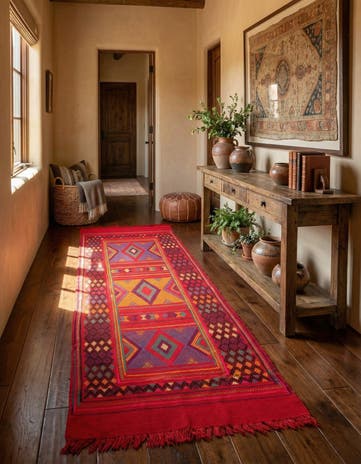 2' 6 x 8' Hand Knotted Kilim Fars Persian Wool Runner Rug