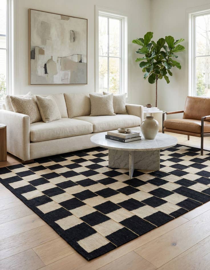 Detail image of 6' 2 x 7' 9  Hand Woven Kilim Modern Wool Rug