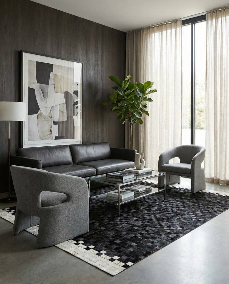 Detail image of 5' 1 x 8' 1 Cowhide Stocks Rug