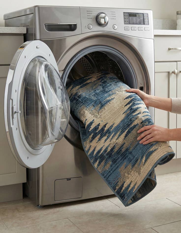 Detail image of 2' 7 x 5' 3  Washable Modern Indoor / Outdoor Runner Rug